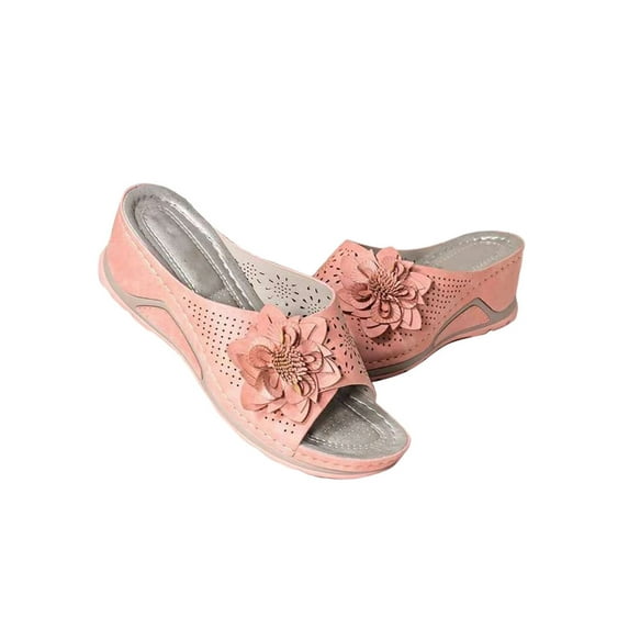 GENILU Wedge Sandals for Women's Shoes Wide Width Platform Summer Beach Slippers Size 4.5-11.5