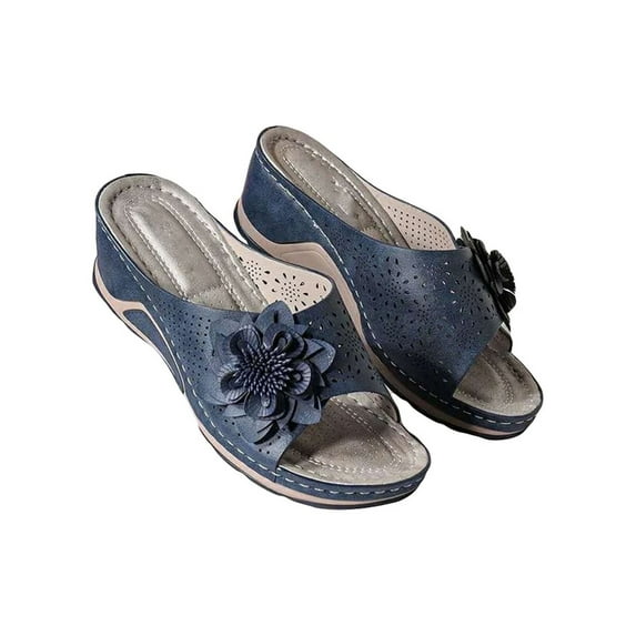 GENILU Wedge Sandals for Women's Shoes Wide Width Platform Summer Beach Slippers Size 4.5-11.5