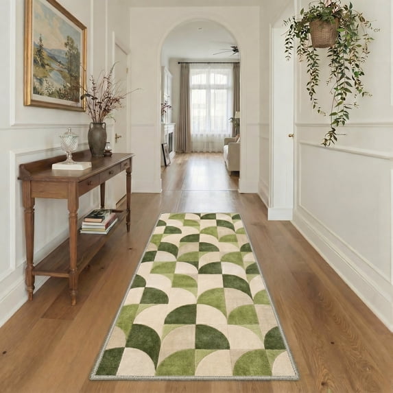 GENIMO 2' x 6' Runner Rug, Machine Washable Non Slip Low Pile Hallway Runner Rug for Kitchen Laundry Room, Modern Minimalist, Dusty Sage