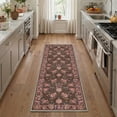 thumbnail image 1 of GENIMO 2' x 6' Runner Rug, Machine Washable Non Slip Low Pile Hallway Runner Rug for Kitchen Laundry Room, Soft Floral, Dusty Brown, 1 of 5