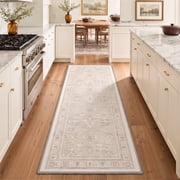 GENIMO 2'x6' Runner Rug, Washable Non Slip Soft Persian Hallway Runner for Kitchen Entryway Laundry Room, Dusty Beige