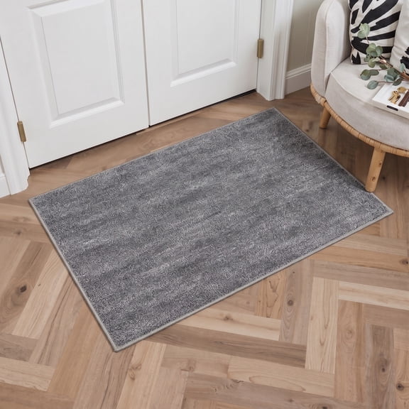 GENIMO 2'x3' Area Rug, Machine Washable Non Slip Low Pile Rug for Entryway Kitchen Bathroom Front Door, Contemporary Abstract, Smoky Gray