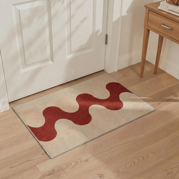 GENIMO 2'x3' Area Rug, Washable Non Slip Soft Minimalist Indoor Door Mat for Entryway Kitchen Laundry Room, Warm Beige