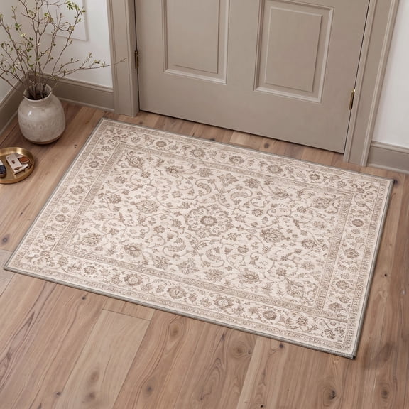 GENIMO 2'x3' Area Rug for Entryway, Machine Washable Non Slip Low Pile Indoor Door Mat for Front Door Kitchen Bathroom, Antique Persian, LINENVINE