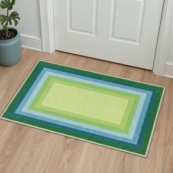 GENIMO 2'x3' Area Rug for Entryway, Machine Washable Non Slip Low Pile Indoor Door Mat for Front Door Kitchen Bathroom, Soft Minimalist, AMBER ECHO