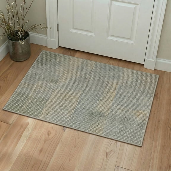 GENIMO 2'x3' Entryway Rug, Machine Washable Non Slip Low Pile Area Rug for Front Door Kitchen Bathroom, Warm Minimalist, Dusty Blue