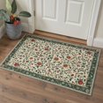 thumbnail image 1 of GENIMO 2'x3' Floral Area Rug, Machine Washable Non Slip Low Pile Rug for Entryway Front Door Kitchen Bathroom, Cream Green, 1 of 7