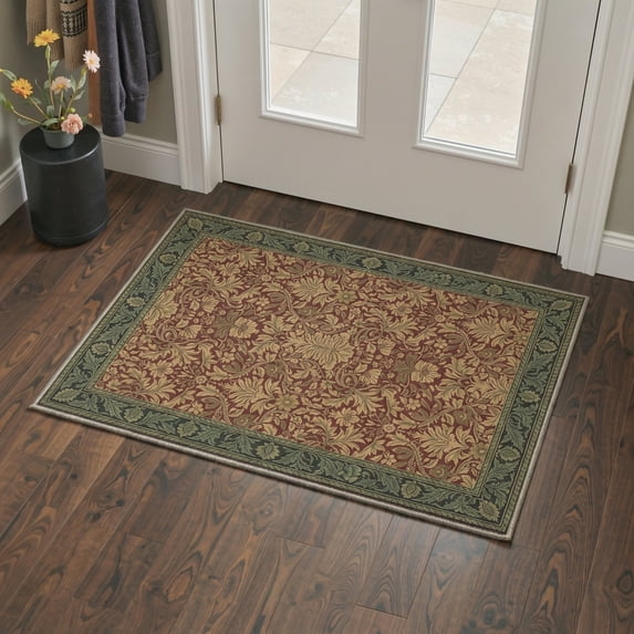 GENIMO 2'x3' Soft Craft Art Entryway Rug, Machine Washable Non Slip Low Pile Area Rug for Front Door Kitchen Bathroom, Muted Rust