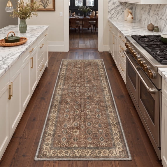 Check Rug Hallway GENIMO 2'x6' Persian Runner Rug, Machine Washable Non Slip Low Pile ...