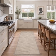 GENIMO 2'x6' Runner Rug, Machine Washable Non Slip Low Pile Hallway Runner Rug for Kitchen Laundry Room, Warm Minimalist, QUARTZRIFT