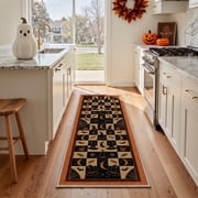 GENIMO 2x7 Halloween Runner Rug, Washable Non Slip Soft Vintage Witch Indoor Outdoor Hallway Runner for Porch Patio Kitchen Entryway, Retro Sepia