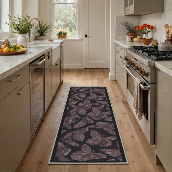 GENIMO 2'x7' Runner Rug, Machine Washable Non Slip Low Pile Hallway Runner Rug for Kitchen Laundry Room, Contemporary Animal Print, Dusty Brown