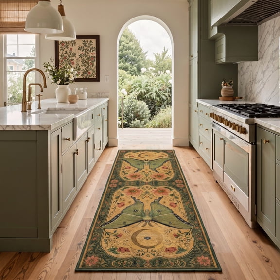 GENIMO 2'x7' Runner Rug, Machine Washable Non Slip Low Pile Hallway Runner Rug for Kitchen Laundry Room, Contemporary Animal Print, Vintage Ochre