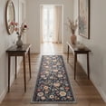 thumbnail image 1 of GENIMO 2'x7' Runner Rug, Machine Washable Non Slip Low Pile Hallway Runner Rug for Kitchen Laundry Room, Garden Floral, Dusty Navy, 1 of 7