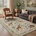 thumbnail image 1 of GENIMO 5'x7' Area Rug for Living Room, Machine Washable Non Slip Low Pile Rug for Bedroom Dining Room, Abstract Animal Print, Soft Beige, 1 of 6