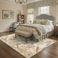 thumbnail image 1 of GENIMO 5'x7' Area Rug for Living Room, Machine Washable Non Slip Low Pile Rug for Bedroom Dining Room, Botanical Floral, Dusty Beige, 1 of 6