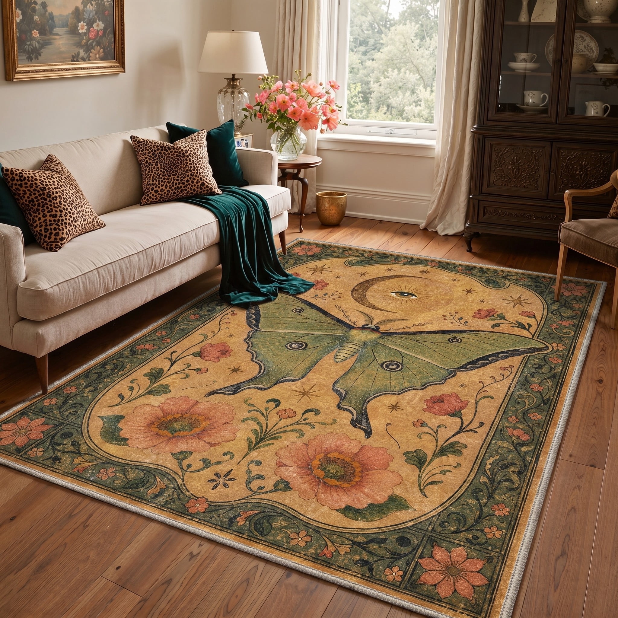 GENIMO 5'x7' Area Rug for Living Room, Machine Washable Non Slip Low ...