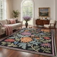 thumbnail image 1 of GENIMO 5'x7' Area Rug for Living Room, Machine Washable Non Slip Low Pile Rug for Bedroom Dining Room, Modern Floral, Dusty Black, 1 of 7