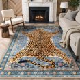thumbnail image 1 of GENIMO 5'x7' Area Rug for Living Room, Machine Washable Non Slip Low Pile Rug for Bedroom Dining Room, Natural Animal Print, Dusty Blue, 1 of 7