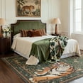 thumbnail image 1 of GENIMO 5'x7' Area Rug for Living Room, Machine Washable Non Slip Low Pile Rug for Bedroom Dining Room, Natural Animal Print, Forest Green, 1 of 6