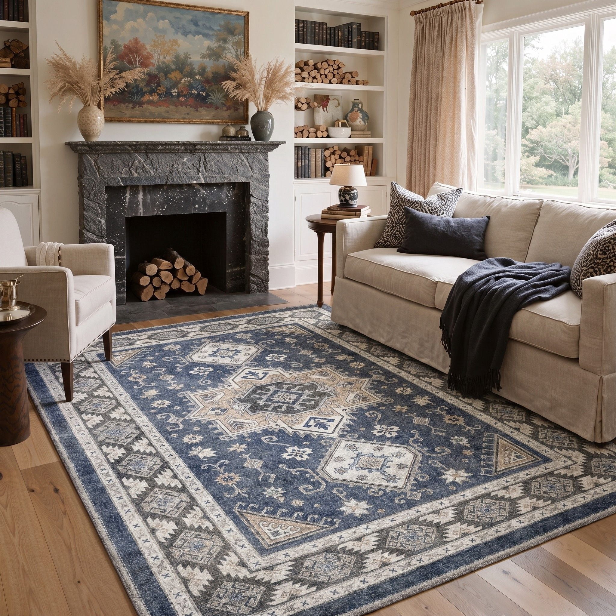 GENIMO 5'x7' Area Rug for Living Room, Machine Washable Non Slip Low ...