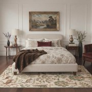 GENIMO 5'x7' Area Rug for Living Room, Machine Washable Non Slip Low Pile Rug for Bedroom Dining Room, Soft Animal Print, Dusty Beige