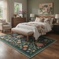 thumbnail image 1 of GENIMO 5'x7' Area Rug for Living Room, Machine Washable Non Slip Low Pile Rug for Bedroom Dining Room, Vintage Floral, Forest Green, 1 of 7