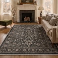 thumbnail image 1 of GENIMO 5'x7' Area Rug for Living Room, Machine Washable Non Slip Low Pile Rug for Bedroom Dining Room, Vintage Vintage Diamond, NOIR, 1 of 5