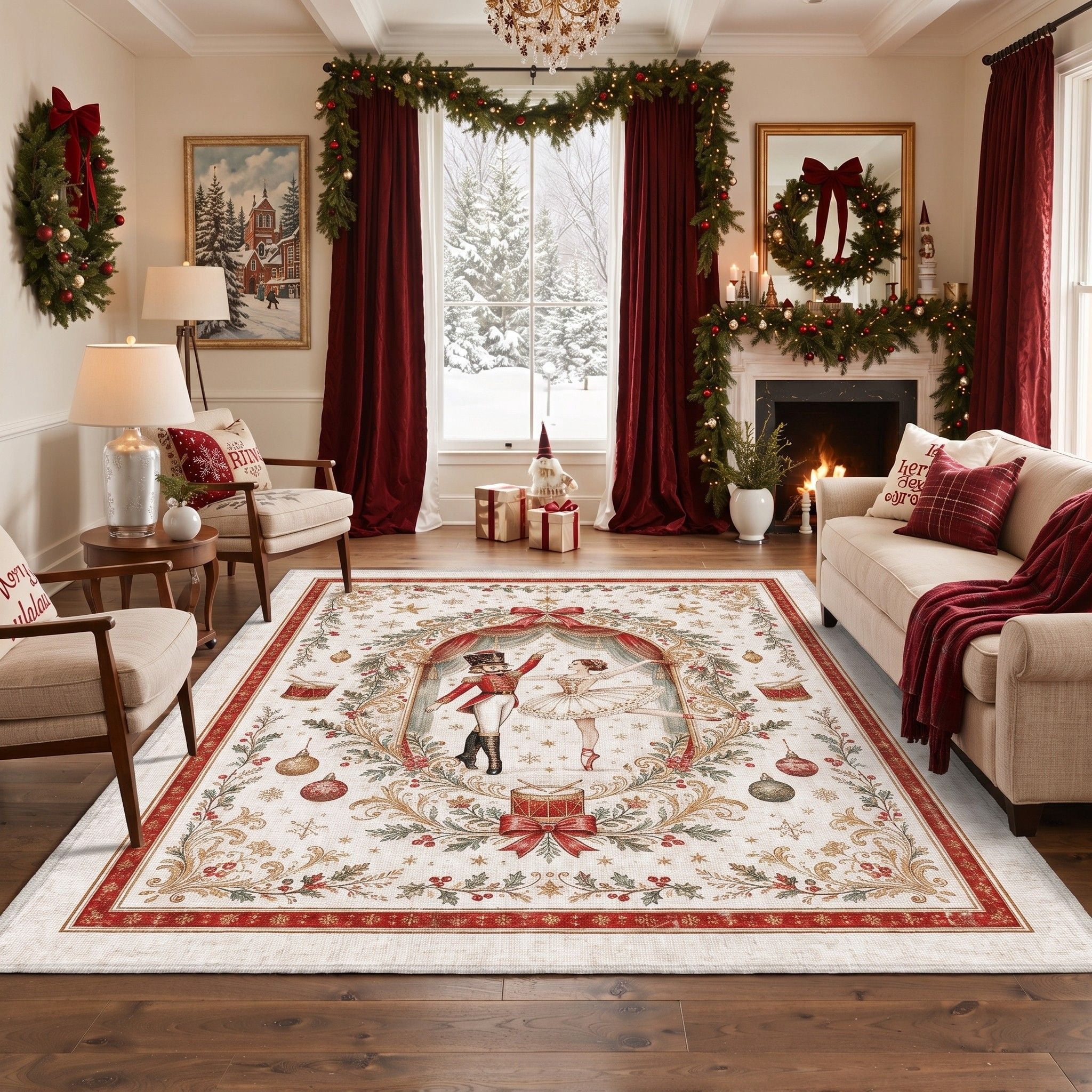 GENIMO 5'x7' Area Rug for Living Room, Washable Non Slip Soft Vintage ...