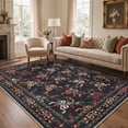 thumbnail image 1 of GENIMO 6'x9' Area Rug for Living Room, Washable Non Slip Soft Floral Rug for Bedroom Dining Room Home Office, Black, 1 of 6