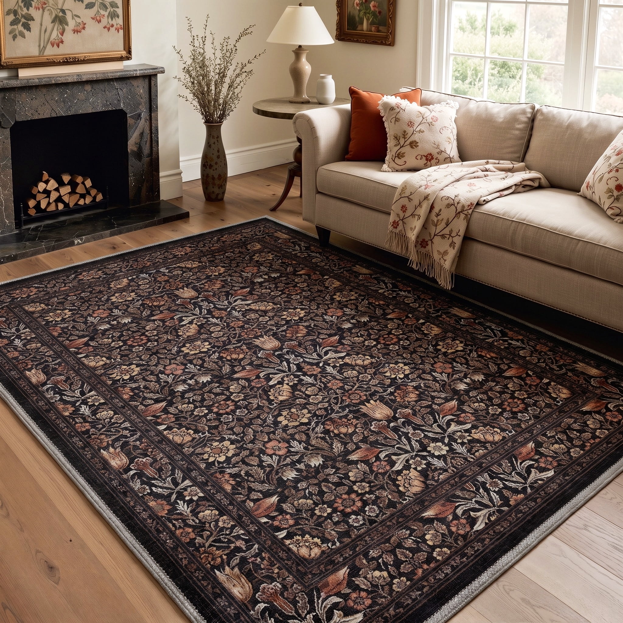 GENIMO 6'x9' Area Rug for Living Room, Washable Non Slip Soft Vintage ...