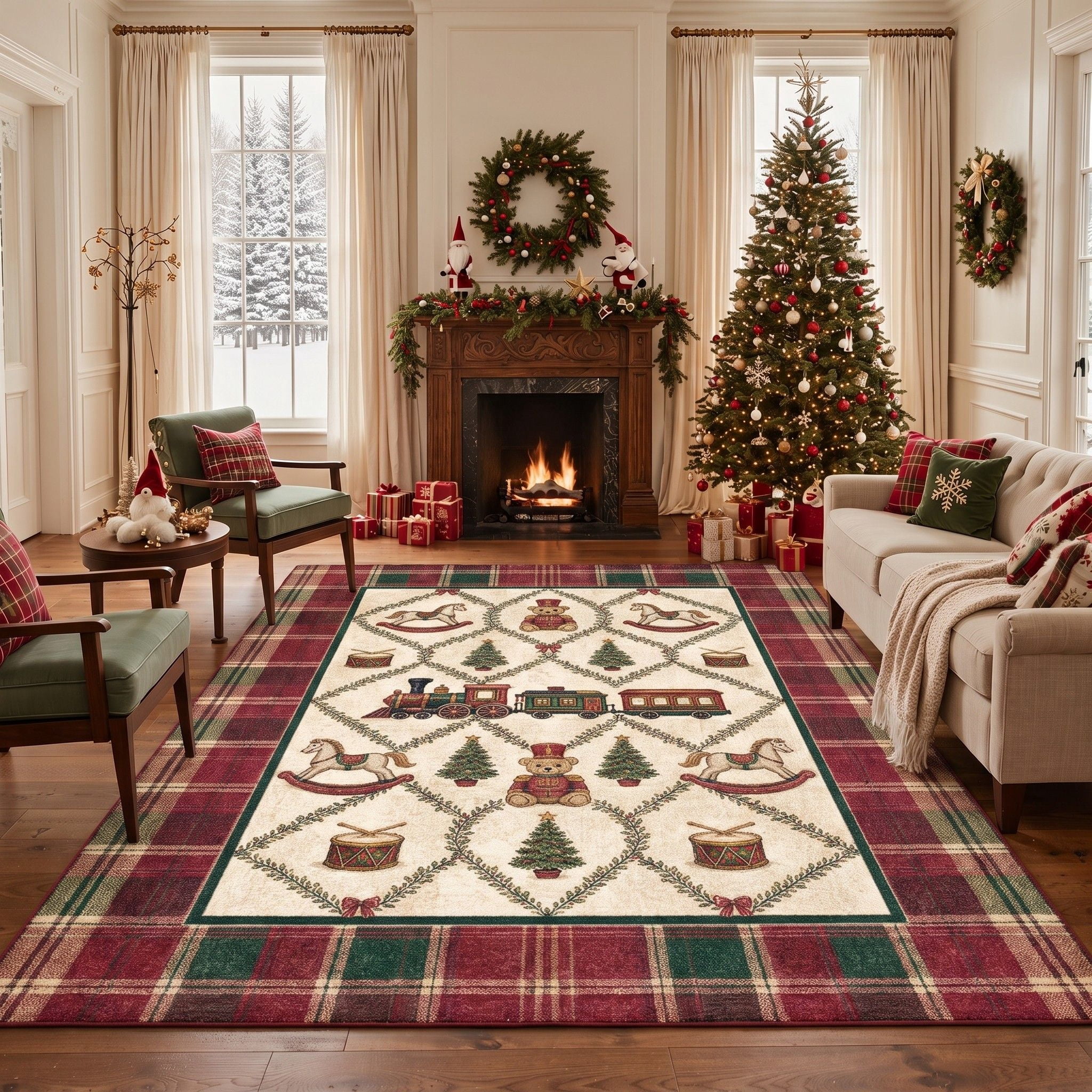 GENIMO 6'x9' Area Rug for Living Room, Washable Non Slip Soft Vintage ...