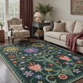 thumbnail image 1 of GENIMO 8'x10' Area Rug for Living Room, Large Machine Washable Non Slip Low Pile Rug for Bedroom Dining Room, Classic Floral, Forest Green, 1 of 6