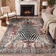thumbnail image 1 of GENIMO 8'x10' Area Rug for Living Room, Large Machine Washable Non Slip Low Pile Rug for Bedroom Dining Room, Soft Animal Print, Dusty Red, 1 of 5