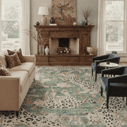 GENIMO 8'x10' Area Rug for Living Room, Washable Non Slip Soft Leopard Print Rug for Bedroom Dining Room Home Office, Du