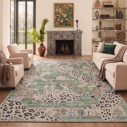 GENIMO 8'x10' Area Rug for Living Room, Washable Non Slip Soft Leopard Print Rug for Bedroom Dining Room Home Office, Du