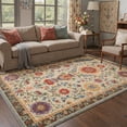 thumbnail image 1 of GENIMO 8'x10' Floral Botanical Area Rug for Living Room, Large Machine Washable Non Slip Low Pile Rug for Bedroom Dining Room, Warm Beige, 1 of 7