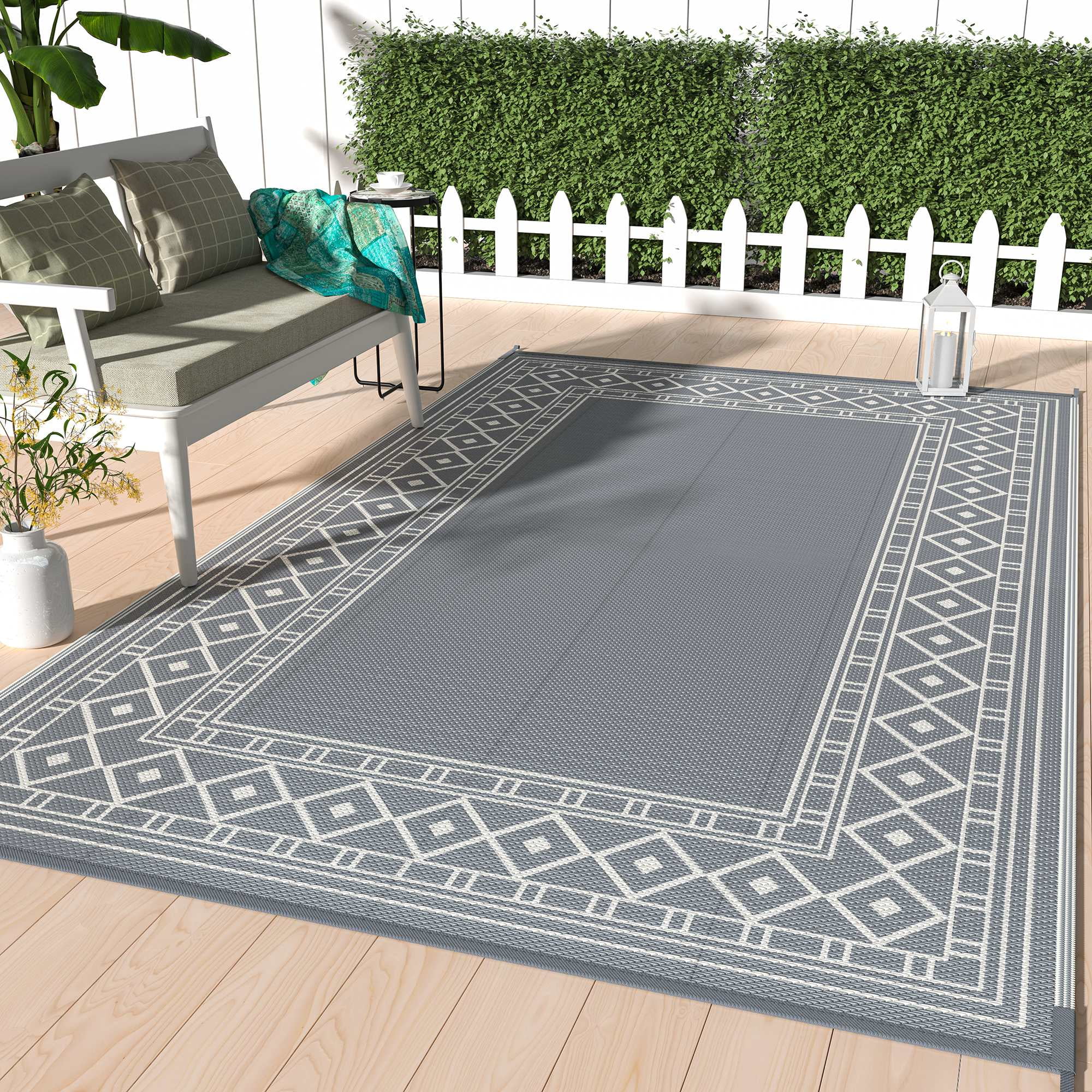 GENIMO 9x12 Outdoor Rug Waterproof, Reversible Mats, Outdoor Area Rug
