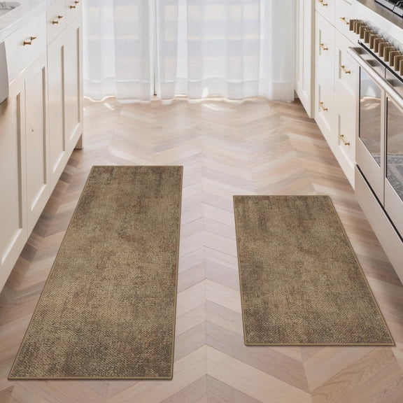 GENIMO Kitchen Mats for Floor 2PCS, Washable Absorbent Runner Rugs for Kitchen, 20"x48"+20"x32", Cushioned Non Slip Kitchen Rugs for Kitchen Floor, Standing Mat Rug for Home, Sink, Laundry, Jute