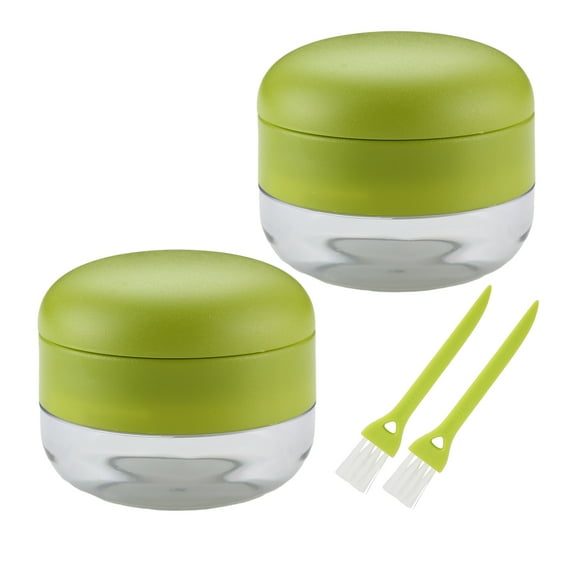 GENIYA Garlic Chopper, 2PCS Garlic Presses, Stainless Steel Blades Cutter, Crusher, Mincer, and Storage Container - Includes 2PCS Mini Brushes - Suitable for both Home and Camping (Green)