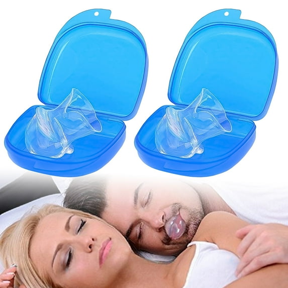 GENKENT 2 Pcs Anti Snoring Tongue Device with Storage Case, Silicone Tongue Sleeve for Sleep Apnea Aid Stop for Adult, Colorless