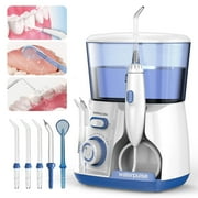 GENKENT 800ML Dental Electric Water Flosser Oral Irrigator with 5 Adjustable Water Jet Tips for Family Oral Cleaner Hygiene Dental Flosser Water Flossing, Blue