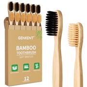 GENKENT Bamboo Toothbrushes, 12 Pack BPA Free Soft Bristles Toothbrushes On-The-Go with Individually Wrapped, Eco-Friendly, Natural, Compostable Wooden Toothbrushes