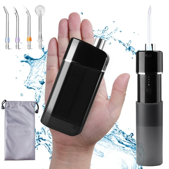 GENKENT Cordless Water Flosser for Teeth, Portable Rechargeable Oral Irrigator for Home Travel, Black