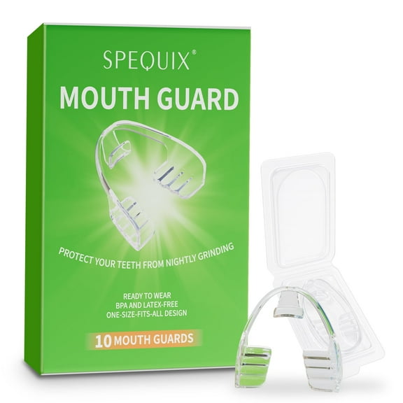 SPEQUIX Dental Mouth Guards for Grinding Teeth at Night with Storage Case, 10 Pcs