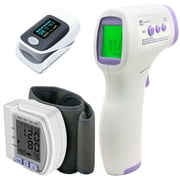 GENKENT Health Monitor Kit with Wrist BP Monitor, Touchless Digital Infrared Forehead Thermometer and Pulse Oximeter for Sport Hiking/Running/Riding/Climbling/Yoga, Gift Choice for Parents