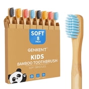 GENKENT Kids Bamboo Toothbrushes, 8 Pack BPA-Free Soft Bristles Toothbrushes for Toddlers and Children with Individually Packaged, Plastic-Free, Compostable Wooden Toothbrushes