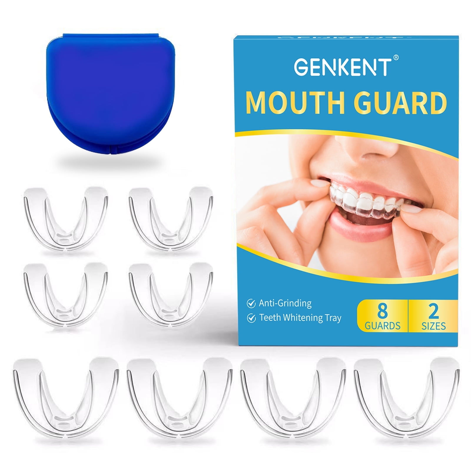 GENKENT Moldable Mouth Guards for Nighttime Teeth Grinding, 2 Sizes Dental Guards for Clenching Teeth at Night for Adults and Kids, 8 Pcs