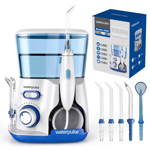 GENKENT Water Flosser for Teeth Cleaning, 800ml Large Tank Oral Irrigator for Home Use, 10 Pressure Modes with 5 Jet Tips, Blue