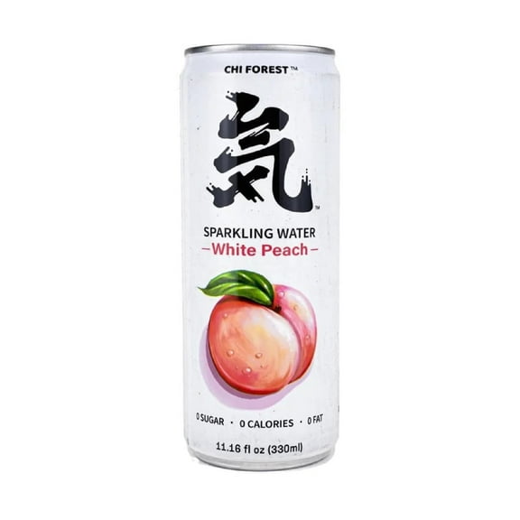 GENKI FOREST Sparkling Water White Peach 11.15 fl. oz Can (Pack of 24)